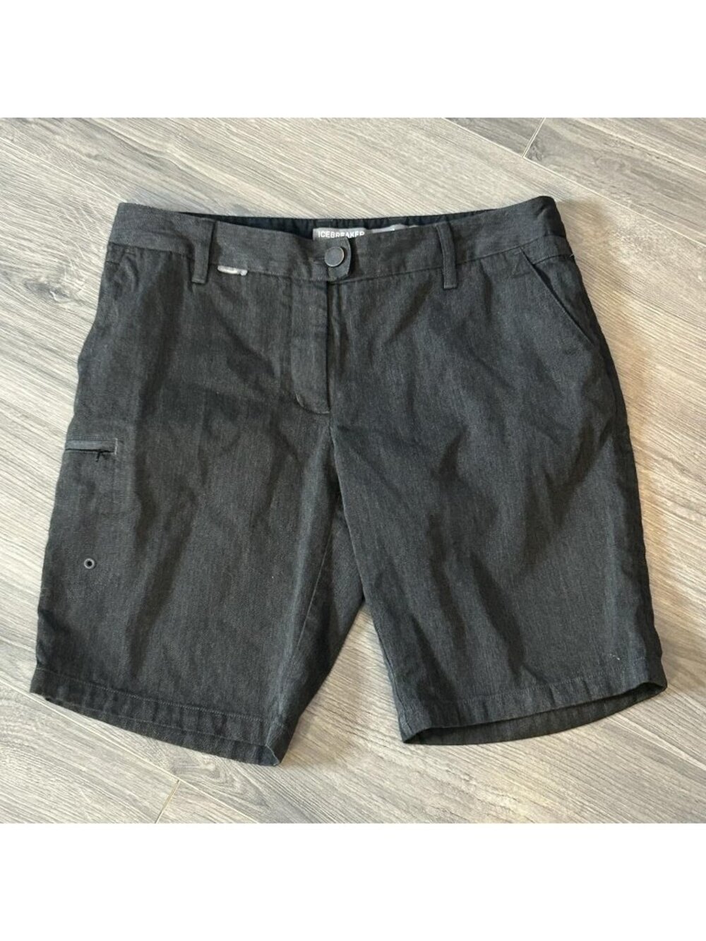 Icebreaker Shorts Womens 29 Gray Merino Wool Twill Chino Outdoor Hiking 9 Inseam